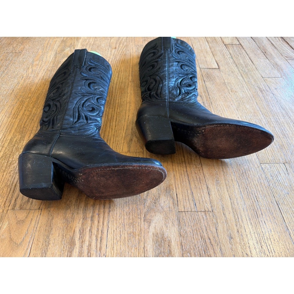 Lucchese Laurelie Black Cowhide Leather Boots M5064 Embroidered Pointed Toe 7.5B - Picture 3 of 14